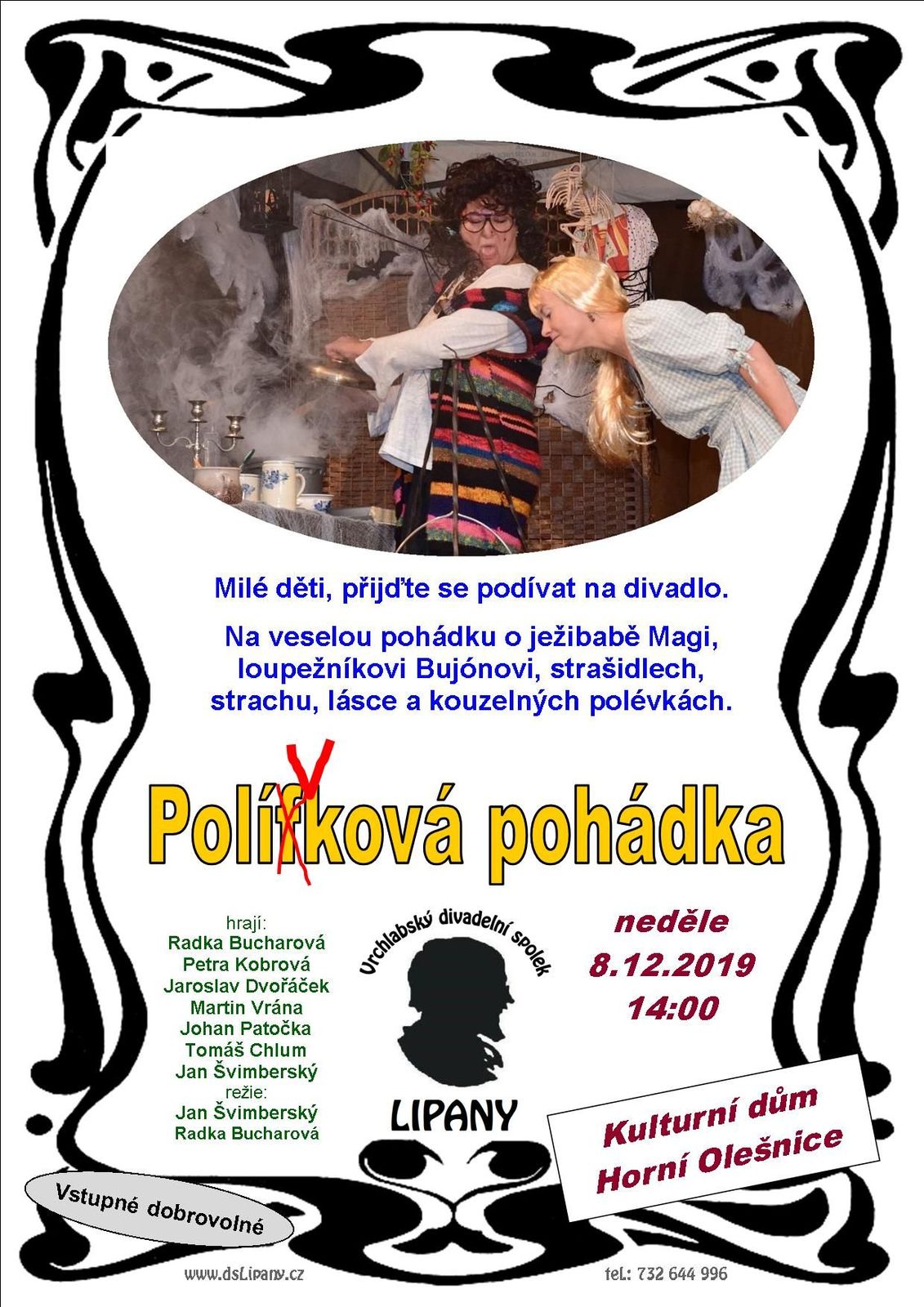 Pozvánka na divadelní pohádku v Horní Olešnici dne 08.12.2019