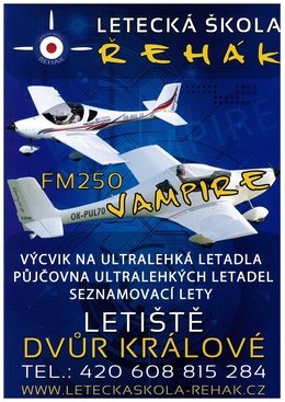 Letecká škola Řehák - výcvik na ultralehká letadla, půjčovna letadel, seznamovací lety