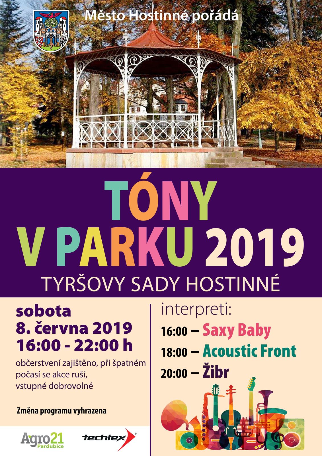 Pozvánka - Tóny v parku 2019, Tyršovy sady Hostinné