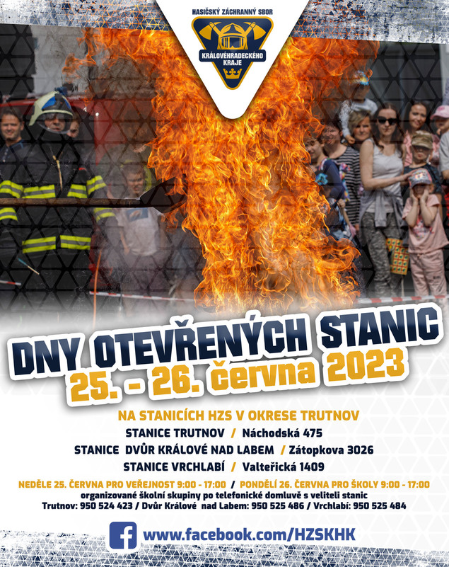 Dny otevřených stanic hasičů na stanicích Hasičského záchranného sboru v okrese Trutnov