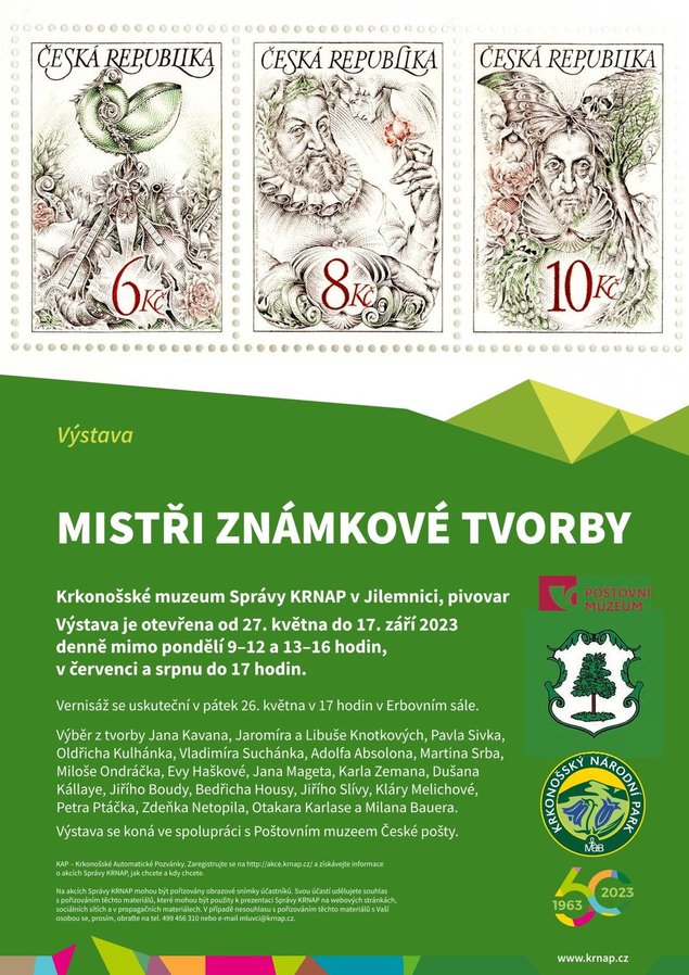 Pozvánka do Krkonošského muzea v Jilemnici na výstavu Mistři známkové tvorby