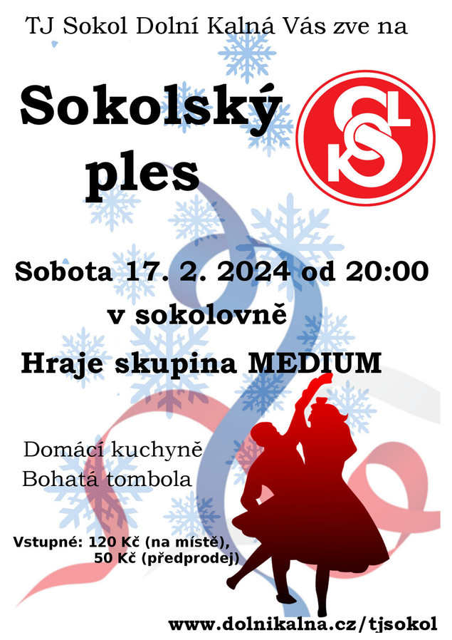 Pozvánka do Dolní Kalné na "Sokolský ples" dne 17.02.2024