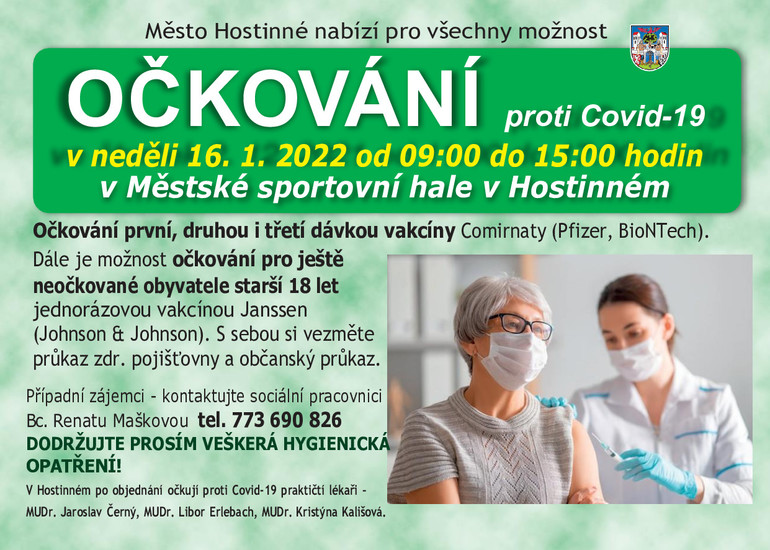 Očkování proti Covid-19 v Hostinném v neděli 16.01.2022